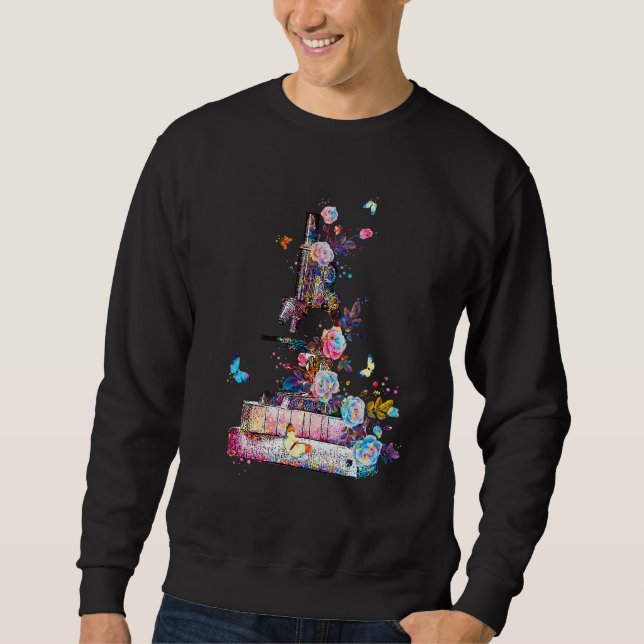 Floral Microscope Medical Laboratory Biology Micro Sweatshirt (Front)