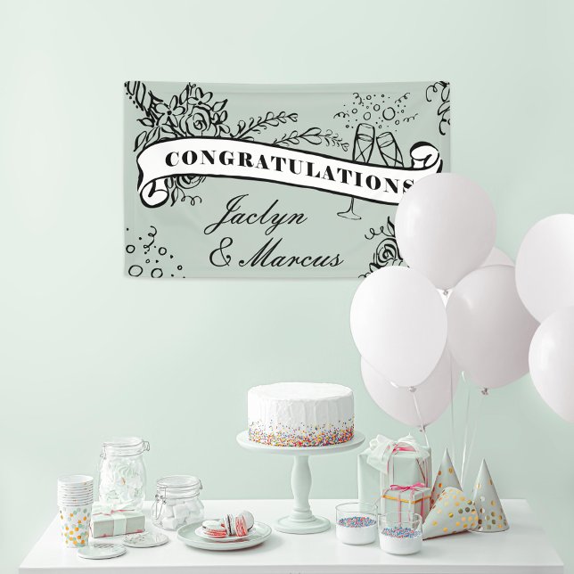 Floral Milestone Champagne Congratulations Banner (Creator Uploaded)