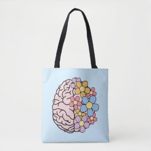 Floral Mind Brain Tote Bag