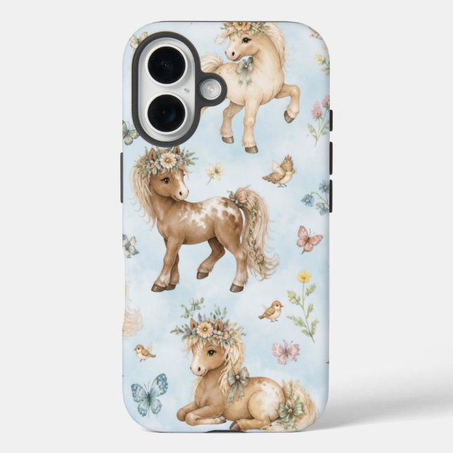Floral Miniature Pony Phone Case (Back)