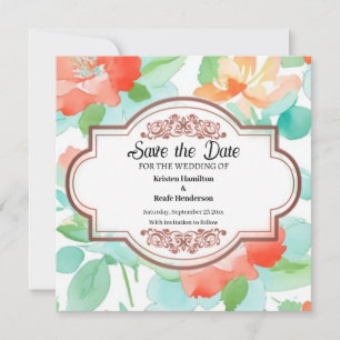 Floral Minimal Wedding Save The Date Card