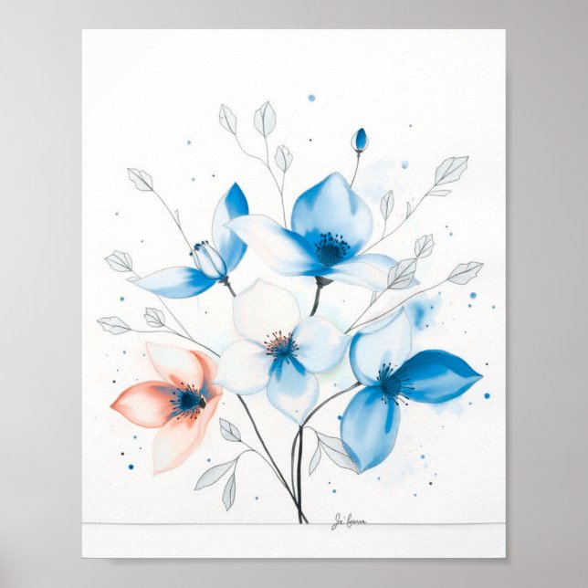 Floral Minimalist Abstract Line Art Poster (Front)
