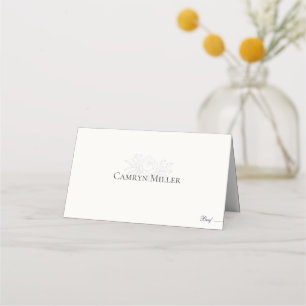 Floral Minimalist Place Cards With Meal Choice