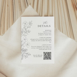 Floral Minimalist Wedding Details Enclosure Card