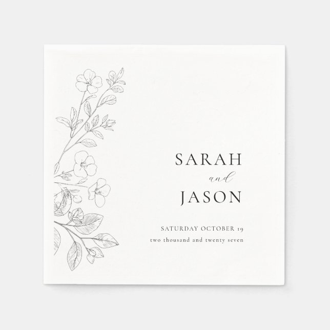 Floral Minimalist Wedding Invitation  Napkin (Front)