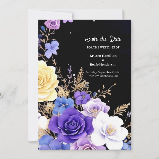 Floral Minimalist Wedding Save the Date Card (Front)