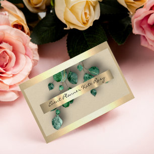 Floral Mint Green Eucaliptus Gold Event Planner Business Card
