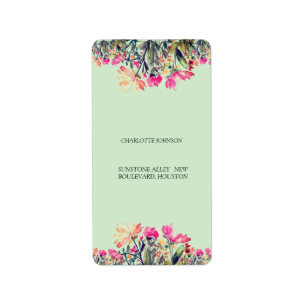 Floral mint green Return Address Label