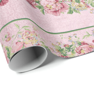 Floral Mint Green Roses Pink Pearly Pastel Vip Wrapping Paper