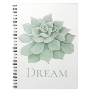 Floral Mint Green Succulent Cactus Dream Goals Notebook