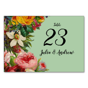 Floral Mint Table Number