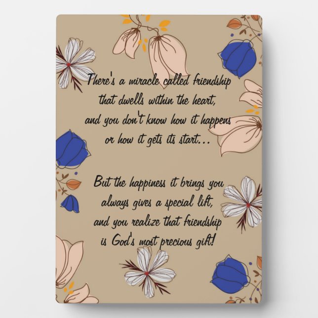 Floral Miracle of friendship Poem Plaque (Front)