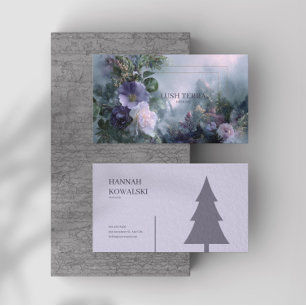 Floral Misty Mountain Waterfall Gold Frame Business Card