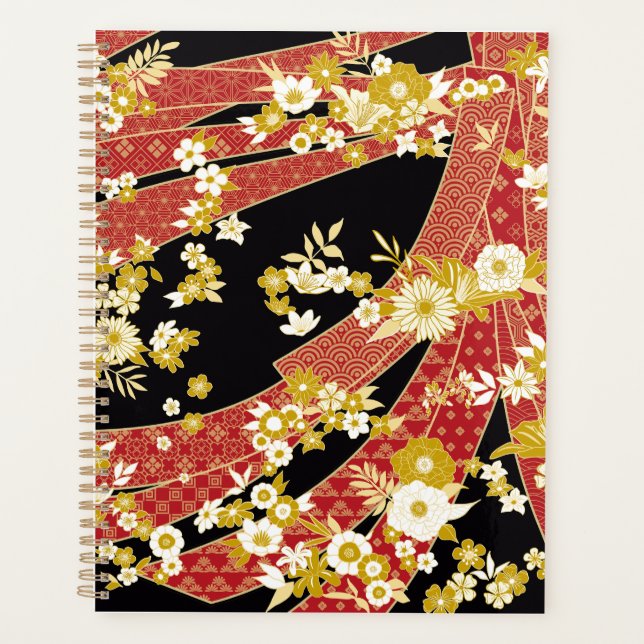Floral Mix Kimono Pattern Planner (Front)