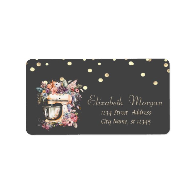 Floral Mixer Gold Foil Confetti  Label (Front)