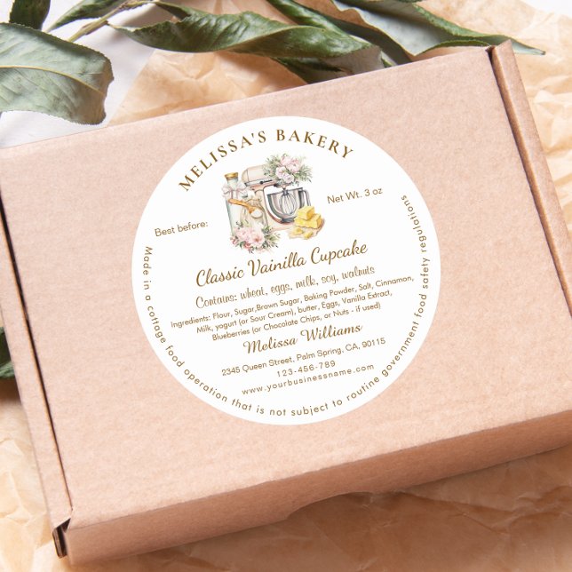 Floral Mixer Label Cottage Bakery Packaging (Creator Uploaded)