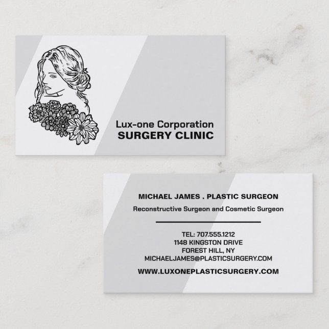 Floral Model, Plastic Surgeon, Plastic Surgery Business Card (Front/Back)