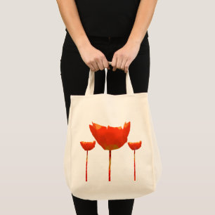 Floral Modern Abstract Orange Poppy Tote Bag