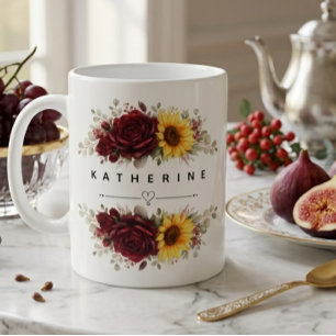 Floral Modern Aesthetic Elegant Misty Title Design Large Coffee Mug