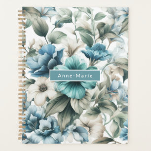 Floral modern blue girly elegant stylish planner