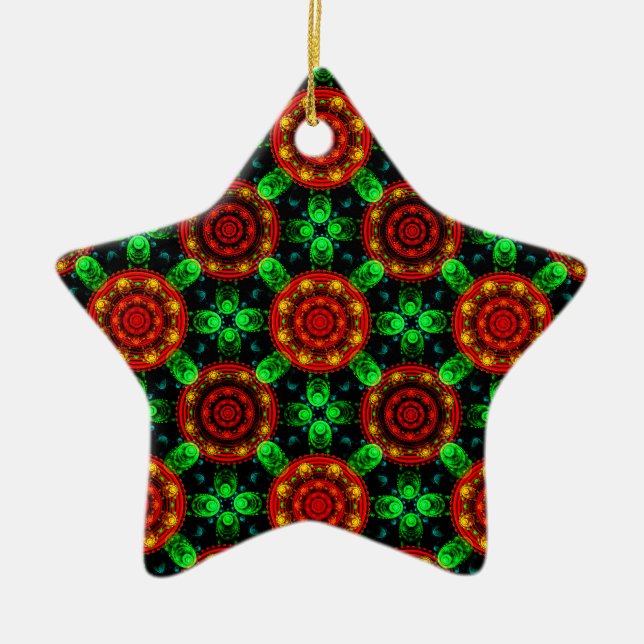 Floral Modern Boho Elegant Abstract Pattern #504 Ceramic Tree Decoration (Front)