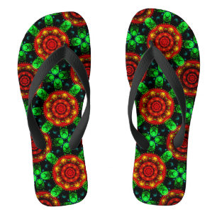 Floral Modern Boho Elegant Abstract Pattern #504 Jandals