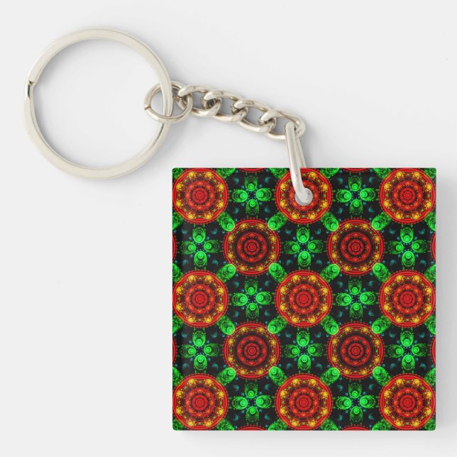 Floral Modern Boho Elegant Abstract Pattern #504 Key Ring (Front)