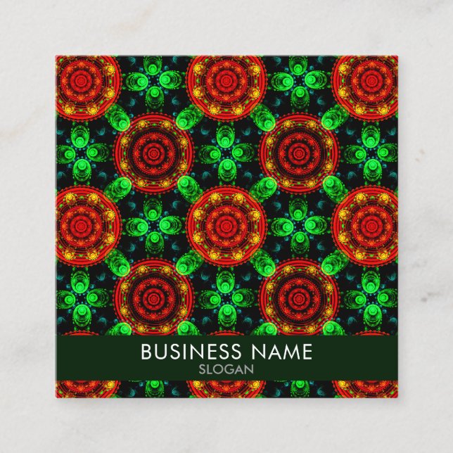 Floral Modern Boho Elegant Abstract Pattern #504 Square Business Card (Front)