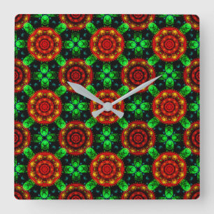 Floral Modern Boho Elegant Abstract Pattern #504 Square Wall Clock