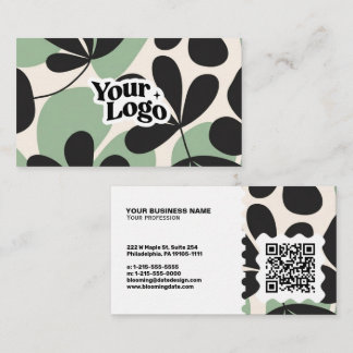 Floral Modern Business Card – Qr code & logo