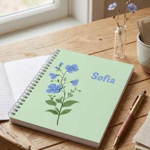 Floral modern daisy blue girly elegant stylish notebook