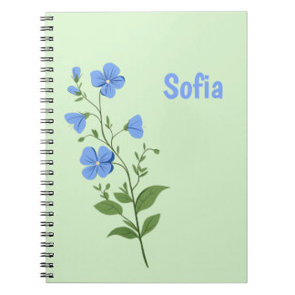 Floral modern daisy blue girly elegant stylish notebook