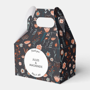 Floral Modern Dark Simple Wedding Favour Box