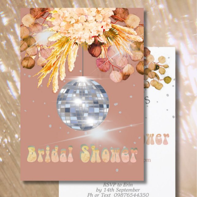 Floral Modern Disco Ball Bridal Shower Invitation (Creator Uploaded)