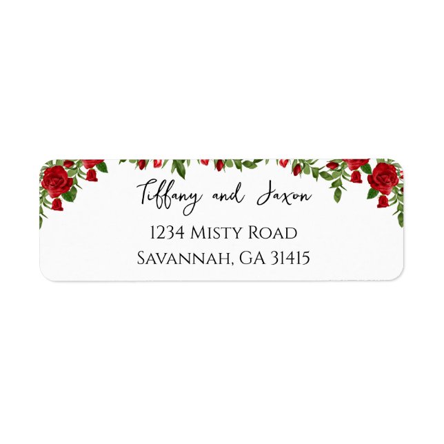 Floral Modern Elegance Lovely Red Address (Front)