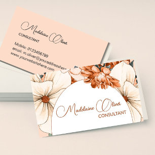Floral Modern Elegant Feminine QR Code Gold   Business Card