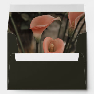 Floral Modern Elegant Gold Blush Roses Wedding Envelope