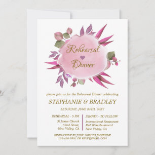 Floral Modern Elegant Wedding Rehearsal Dinner Invitation