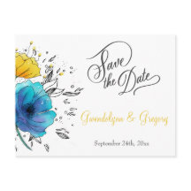 Floral modern flowers qr code non photo blue 