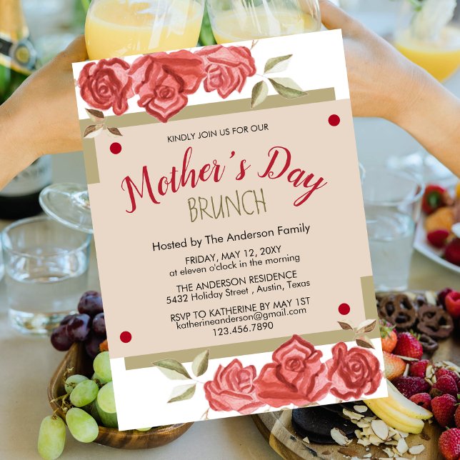 Floral Modern Party Mothers Day Brunch Invitations (Creator Uploaded)