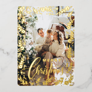 Floral Modern Photo gold Christmas Foil Holid