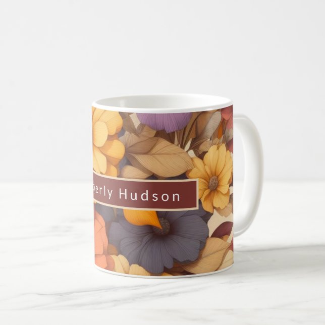 Floral modern retro autumn elegant coffee mug (Front Right)