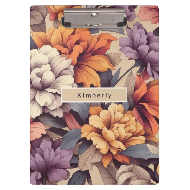 Floral modern rose pink girly elegant stylish  3 r clipboard (Front)