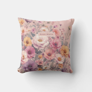 Floral modern rose pink girly elegant stylish  cushion