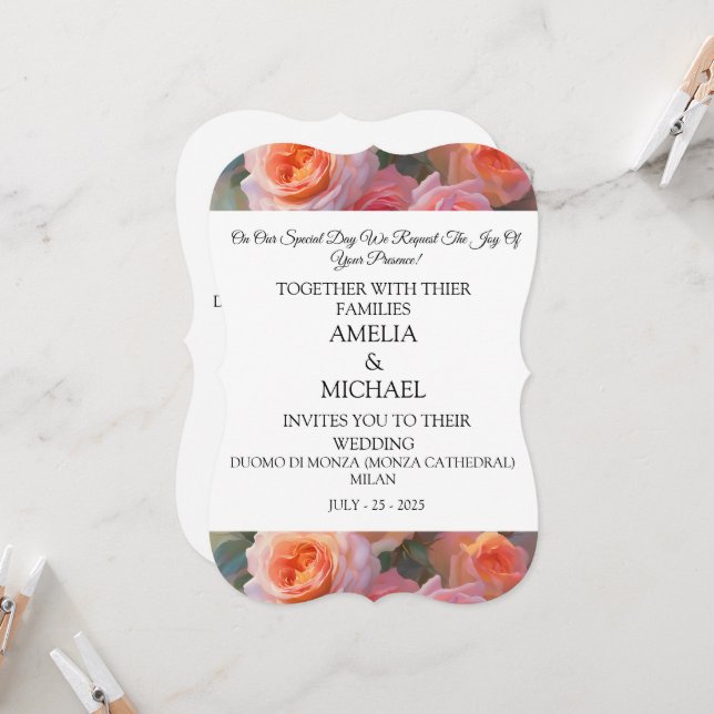 Floral Modern Wedding Invitation (Front/Back In Situ)