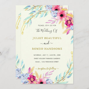 Floral Modern Wedding Invitation - Choose Colours