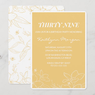 Floral Modern Yellow 39th birthday invitations 
