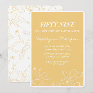 Floral Modern Yellow 59th birthday invitations 