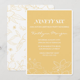 Floral Modern Yellow 96th birthday invitations 