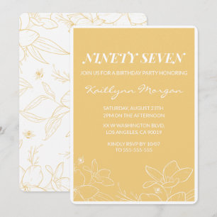 Floral Modern Yellow 97th birthday invitations 